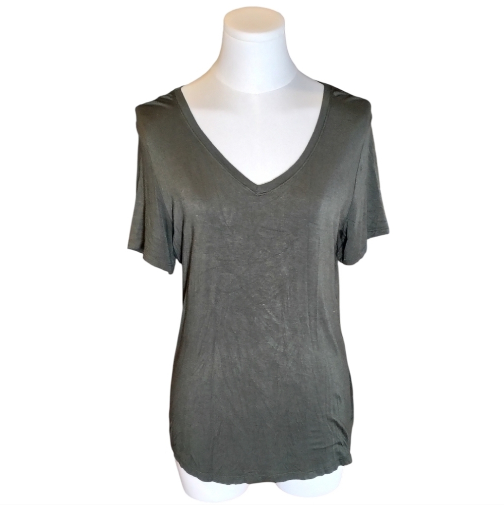 Vintage Old Navy Luxe Olive Green Stretchy Short Sleeve Tee Size Medium